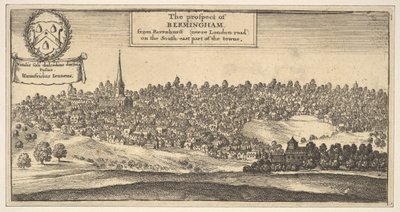 Ravenshurstからのバーミンガムの展望、南東部のロンドン道路...、1625-77年。 作： Wenceslaus Hollar
