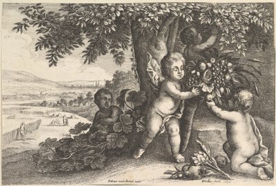 川の神と少年たち、1625-77年。 作： Wenceslaus Hollar