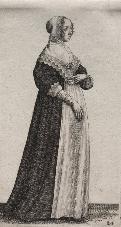 貴族から田舎の女性までのイギリス人女性のいくつかの習慣...、1640年。 作： Wenceslaus Hollar
