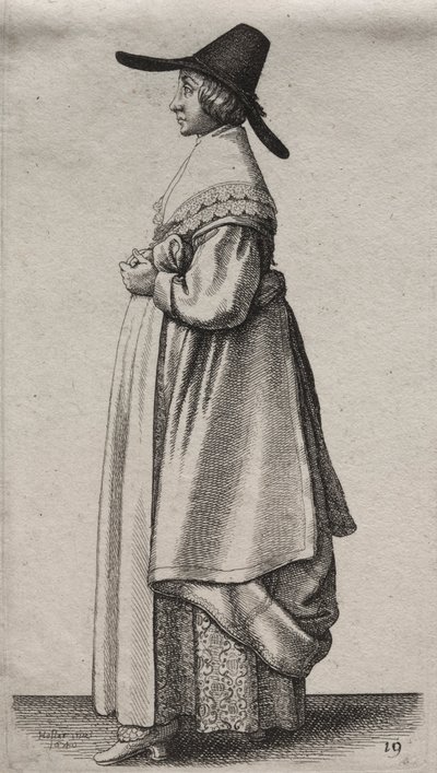 貴族から田舎の女性までのイギリス人女性のいくつかの習慣...、1640年。 作： Wenceslaus Hollar