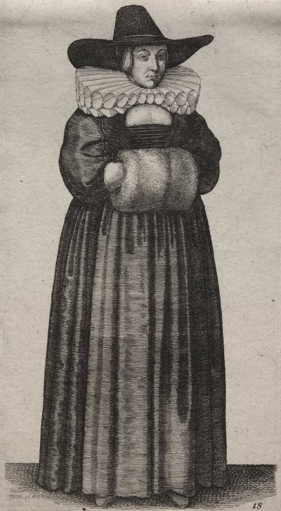 貴族から田舎の女性までのイギリス人女性のいくつかの習慣...、1640年。 作： Wenceslaus Hollar