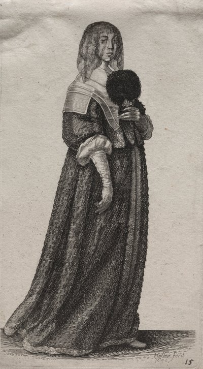 貴族から田舎の女性までのイギリス人女性のいくつかの習慣...、1640年。 作： Wenceslaus Hollar