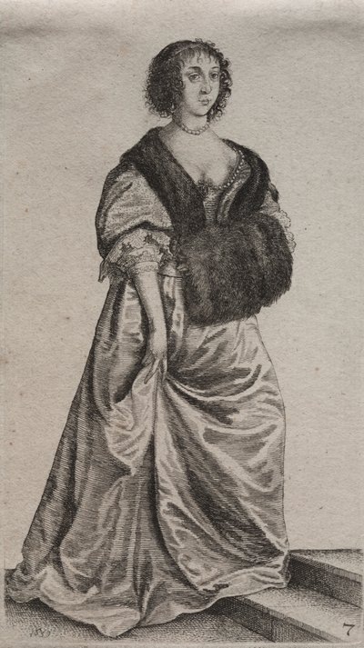 貴族から田舎の女性まで、英国の女性のいくつかの習慣: 2 つのステップの女性 作： Wenceslaus Hollar