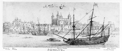 ロンドン塔、c.1637-41（ペンとインク、グラファイトと紙のトイレ） 作： Wenceslaus Hollar