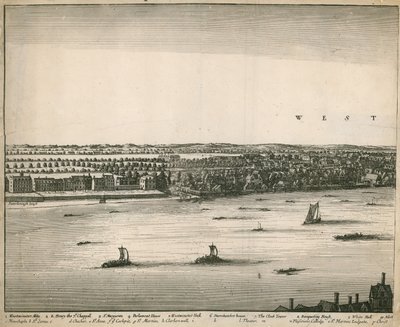ランベスからとられたロンドンとウェストミンスターの展望 作： Wenceslaus Hollar