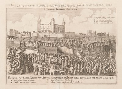 トーマス・アール・オブ・ストラフォード、アイルランド総督の処刑の真のやり方、1642年頃 作： Wenceslaus Hollar