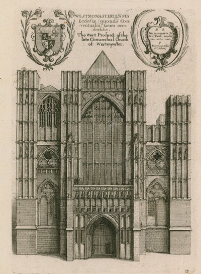 ロンドンのウェストミンスター後期修道院教会の西側展望 作： Wenceslaus Hollar