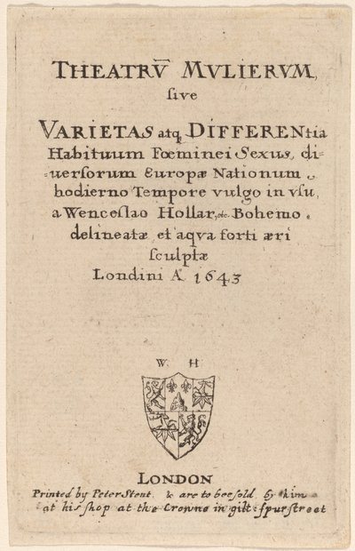 女性の劇場: タイトルページ 作： Wenceslaus Hollar