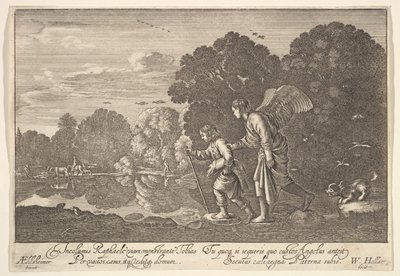 トビアスと天使、1644-52。 作： Wenceslaus Hollar