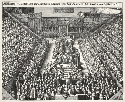 ストラフォード裁判、1641年3月22日 作： Wenceslaus Hollar