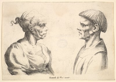 2つの頭、1625-77年 作： Wenceslaus Hollar