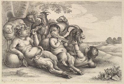 二人の若いサテュロスと一人の少年 1647年 作： Wenceslaus Hollar