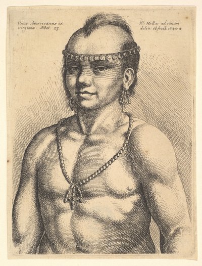 バージニア出身のアメリカ人1名バージニア出身のアメリカ人、1645年。 作： Wenceslaus Hollar