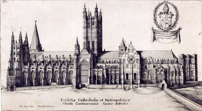 カンタベリー大聖堂の南側からの眺め、1638-66年頃 作： Wenceslaus Hollar