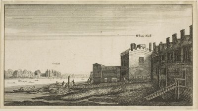 ホワイトホール階段の川からのランベス宮殿の眺め 作： Wenceslaus Hollar