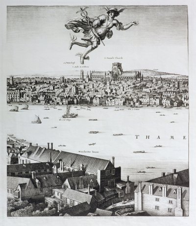 ロンドンの眺め、1647年発行（ファクシミリコピー）（詳細） 作： Wenceslaus Hollar