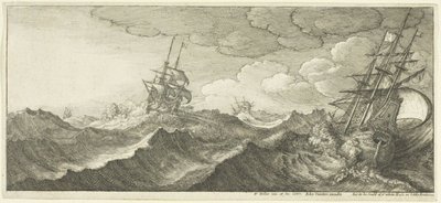波の谷の軍艦 作： Wenceslaus Hollar