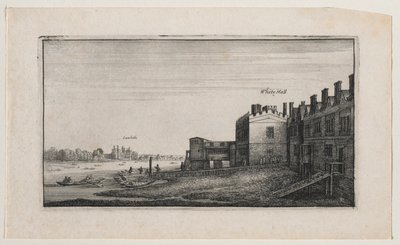 川から見たホワイトホール、遠くにランベス 作： Wenceslaus Hollar