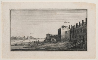 ランベスが遠くにある川のホワイトホール。 作： Wenceslaus Hollar