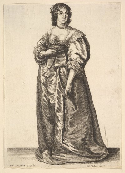 アンソニー・ファン・ダイクの後の全身レディ、1625-77。 作： Wenceslaus Hollar