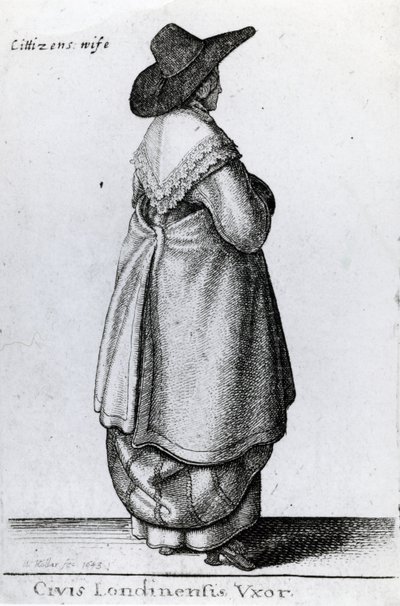 ロンドン市民の妻、1643年 作： Wenceslaus Hollar
