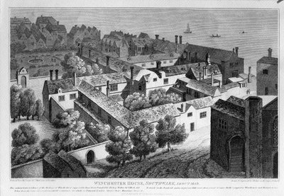 ウィンチェスターハウス、サザーク、1649年、1812年に公開 作： Wenceslaus Hollar