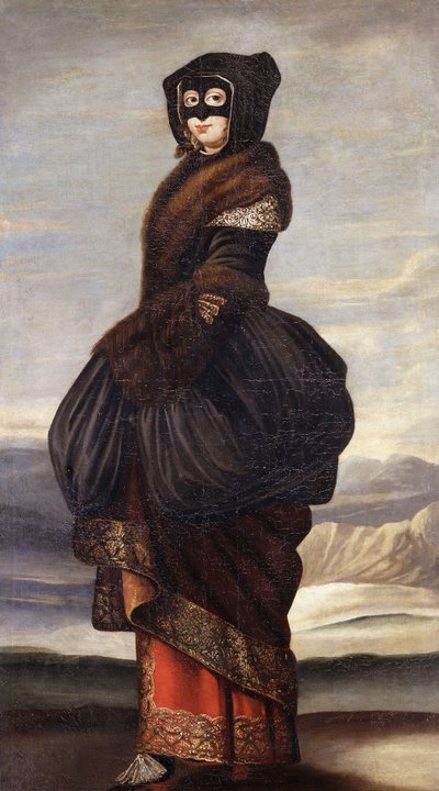 冬：仮面をかぶったエキゾチックな衣装の女性 作： Wenceslaus Hollar