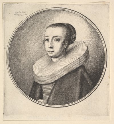 丸いレースのラフトを持つ女性 1644年 作： Wenceslaus Hollar