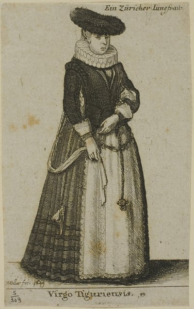 チューリッヒの若い女性 作： Wenceslaus Hollar