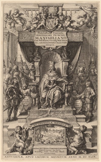 「宇宙の哲学」のタイトルページ 作： Wenceslaus Hollar after Abraham van Diepenbeeck