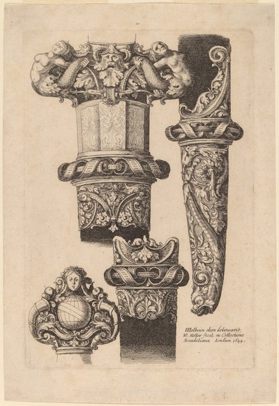 短剣と鞘の装飾 作： Wenceslaus Hollar after Hans Holbein the Younger