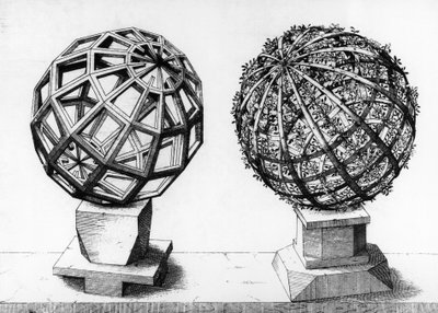 Perspective illustration, two spheres, engraving from Perspectiva Corporum Regularium, by Wentzel Jamnitzer (1508-1585), Nuremberg   1462150   ja       japanese Successfully Translated  Original: Illustration by Dinet from Mirages Scenes of Arab life. 1906 作： Wenzel I Jamnitzer