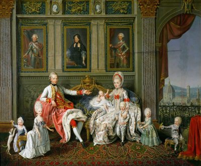 トスカーナ大公レオポルド 1 世とその妻マリア ルイサとその子供たち、1773 年 作： Werlin