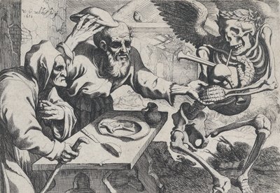 バグパイプを持った老夫婦と死（1612年 作： Werner Jacobsz. van den Valckert