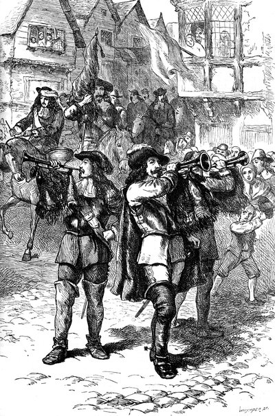 ジェームズ2世が1685年にボストンで宣言した1880年 作： Whymper