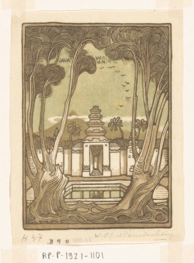 Java のジョグジャカルタの墓地 ジャワ島ハイレ墓地（原題） 作： Wijnand Otto Jan Nieuwenkamp (signed by artist)