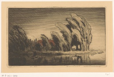 嵐の中の水上農場 シャワー（原題） 作： Wijnand Otto Jan Nieuwenkamp (signed by artist)
