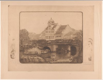 バタビアの橋とオフィスビル バタビアのカリ・ブサールについて（原題） 作： Wijnand Otto Jan Nieuwenkamp (signed by artist)