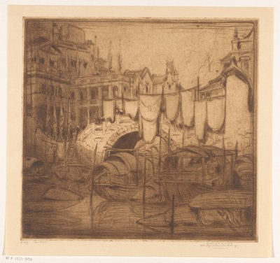 カントンの川に架かる橋 カントン（原題） 作： Wijnand Otto Jan Nieuwenkamp (signed by artist)