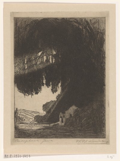 ジャワ島のスマラン近くにあるチャイニーズ チャペル 礼拝所（原題） 作： Wijnand Otto Jan Nieuwenkamp (signed by artist)