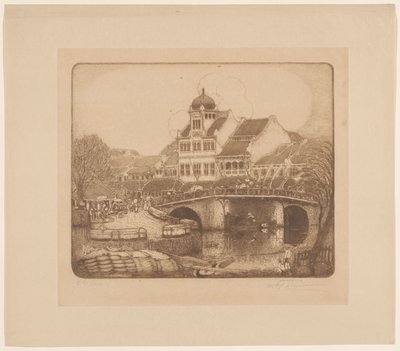 Sluyters & Co. という会社のオフィスビル。 カリ・ベサール・バタヴィア（原題） 作： Wijnand Otto Jan Nieuwenkamp (signed by artist)