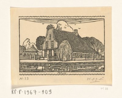 エダムの運河沿いにある木製のファサードのある家 エダムの家（原題） 作： Wijnand Otto Jan Nieuwenkamp (signed by artist)