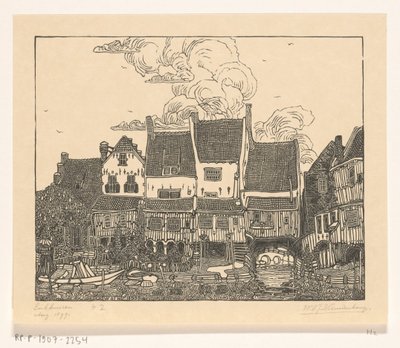 エンクハイゼン港の家々 エンクホイゼンの港（原題） 作： Wijnand Otto Jan Nieuwenkamp (signed by artist)
