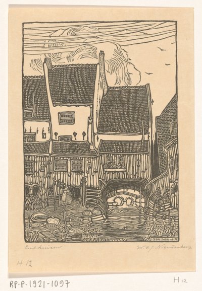 エンクハイゼン港の家々 古民家 遠恵前（原題） 作： Wijnand Otto Jan Nieuwenkamp (signed by artist)