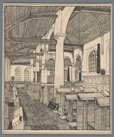 ラインスブルクの修道院教会の内部 作： Wijnand Otto Jan Nieuwenkamp (signed by artist)