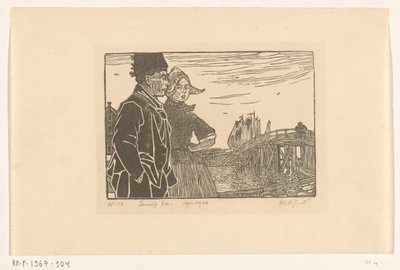 フォーレンダムの伝統衣装を着た男女 夫婦（原題） 作： Wijnand Otto Jan Nieuwenkamp (signed by artist)