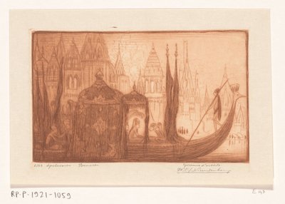 ベナレスのガンジス川の遊覧船 スペレヴァレン、ベナレス (原題) 作： Wijnand Otto Jan Nieuwenkamp (signed by artist)
