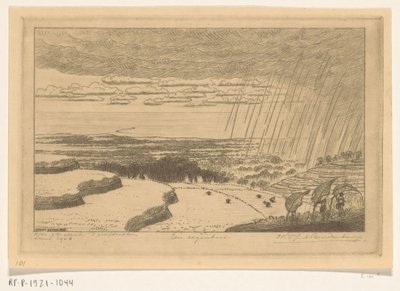 バリのギッギットの田んぼに雨が降る 暴風雨 (原題) 作： Wijnand Otto Jan Nieuwenkamp (signed by artist)