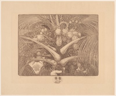 椰子の木のてっぺん Tropenweelde (オブジェクトの元のタイトル) 作： Wijnand Otto Jan Nieuwenkamp (signed by artist)