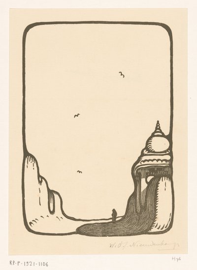 マドゥライの寺院の門に向かう道 Temple Gate Madura (原題) 作： Wijnand Otto Jan Nieuwenkamp (signed by artist)